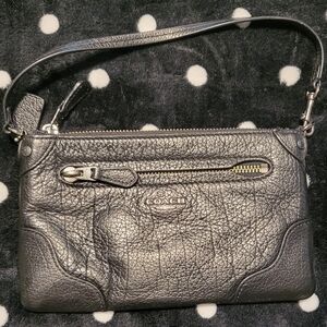 Coach Black Leather Clutch Wristlet